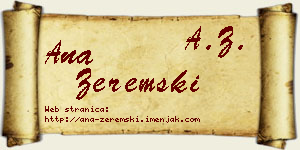 Ana Zeremski vizit kartica